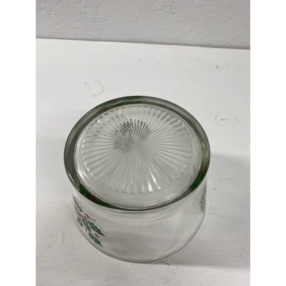 Vintage Retro Christmas Indiana Glass Holly & Berries Serving Bowl Snack Bowl‎